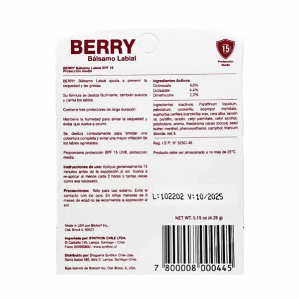 BALSAMO LABIAL BLISTEX  F15 BERRY