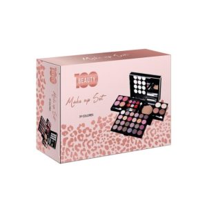 Beauty 100 Make Up Set - Paleta 28 Sombras + 4Rubores + 6Lipgloss + Polvo Compacto + Delineador Lab