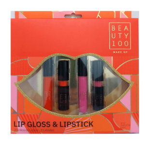 SET 2 BRILLOS Y 2 LABIALES B.100 LIPS GLOSS Y LIPSTICK 2.5 ML 2.5 GR