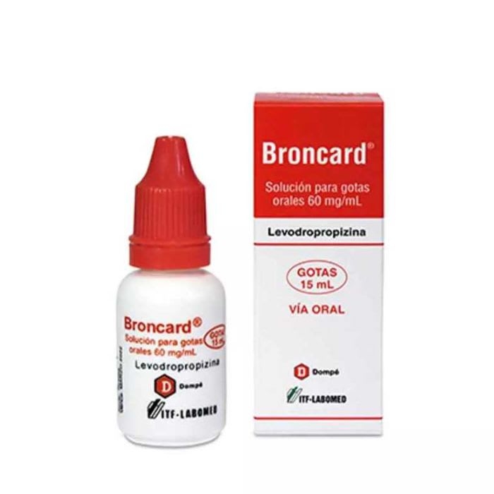 BRONCARD® 60 mg / mL 15 mL Solución para gotas orales (LEVODROPROPIZINA): imagen 1
