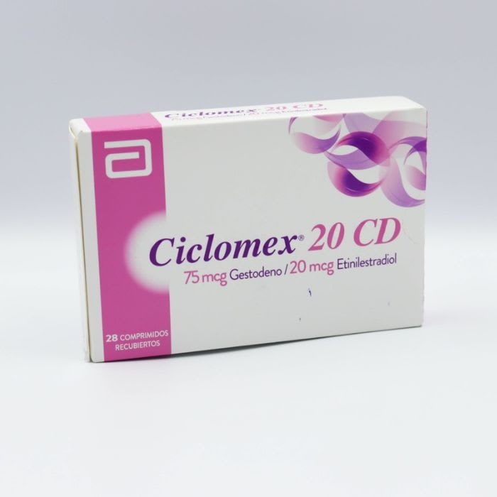 CICLOMEX® 20 CD 75mcg/20mcg 28 Comprimidos Recubiertos (GESTODENO/ ETINILESTRADIOL): imagen 1