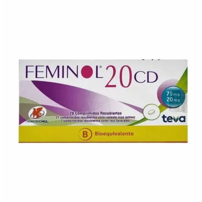 FEMINOL® 20 CD 75mcg/20mcg 28 Comprimidos (GESTODENO/ ETINILESTRADIOL): imagen 1