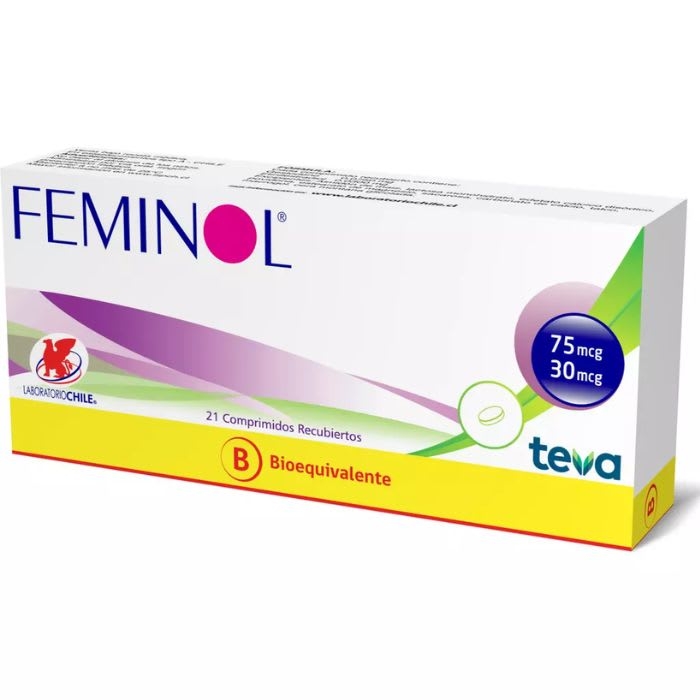 FEMINOL® 75mcg/30mcg 21 Comprimidos Recubiertos (GESTODENO/ ETINILESTRADIOL): imagen 1