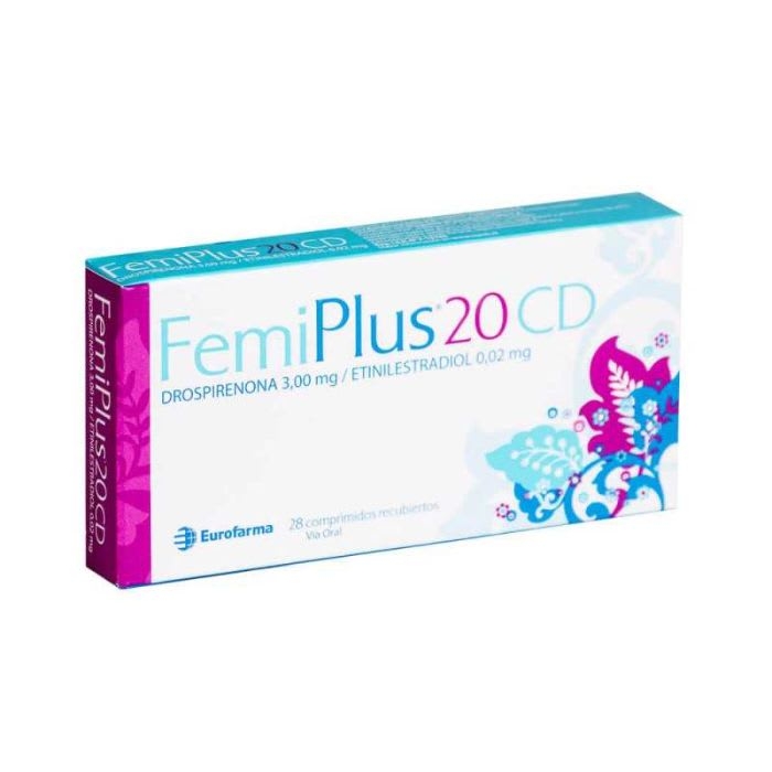 FEMIPLUS 20 CD 3mg/0.02mg - 24 Comprimidos Recubiertos (DROSPIRENONA/ ETINILESTRADIOL): imagen 1