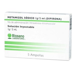 METAMIZOL 1g / 2 mL 5 Ampollas Solución Inyectable Intravenosa-Intramuscular