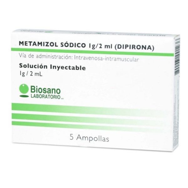 METAMIZOL  1g / 2 mL 5 Ampollas Solución Inyectable Intravenosa-Intramuscular