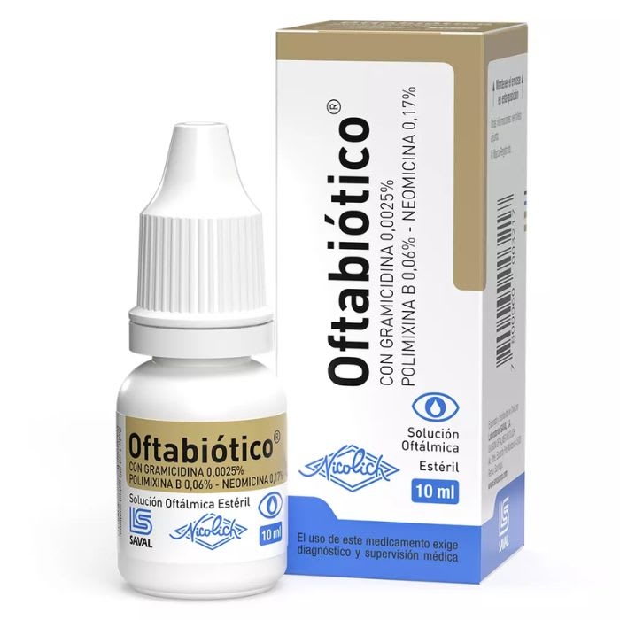 OFTABIOTICO® 0.0025%/0.06%/0.17% 10 mL Solución Oftálmica (GRAMICIDINA/ POLIMIXINA B/ NEOMICINA): imagen 1