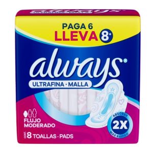 8 Toallas/pads femeninas Ultrafina-Malla de flujo moderado ALWAYS®