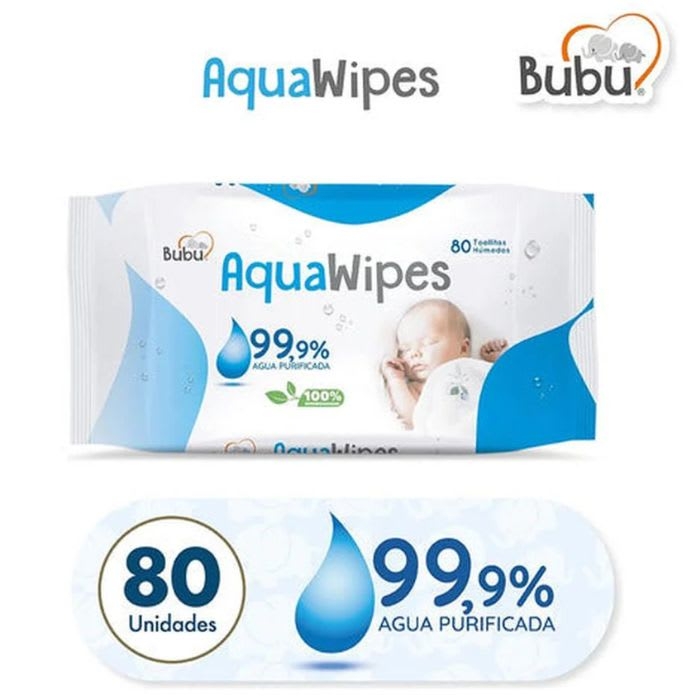 Bubu AquaWipes Toallitas Húmedas 99.9%  Agua – 80 unidades: imagen 1