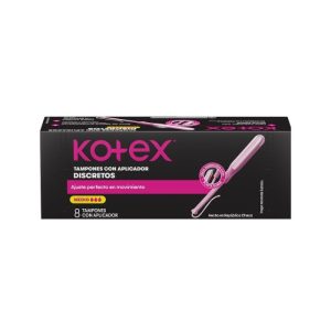 8 TAMPONES ®KOTEX CON APLICADOR DISCRETO FLUJO MEDIO