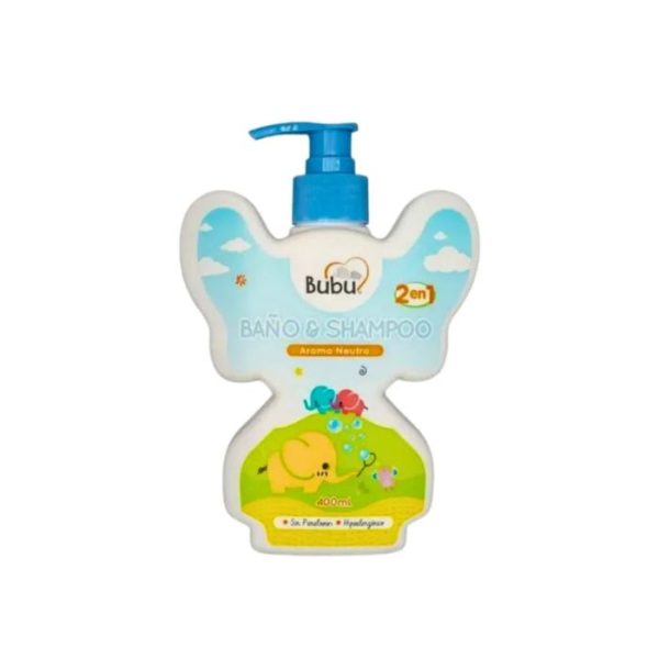 Bubu 2-en-1 Shampoo y Jabón Limpiador de Pelo y Cuerpo 400 mL