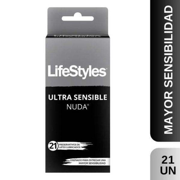 PRESERVATIVO LIFESTYLES NUDA 21 preservativos de Látex Lubricados