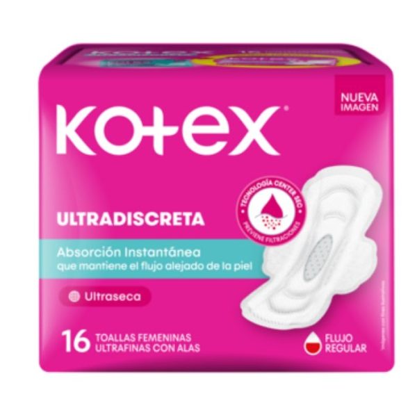 16 toallas femeninas ultrafinas con alas ULTRADISCRETAS KOTEX®