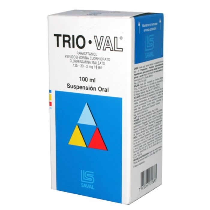TRIOVAL® 125/30/2 mg 100 mL Jarabe (PARACET/ PSEUDOEF/ CLORF): imagen 1