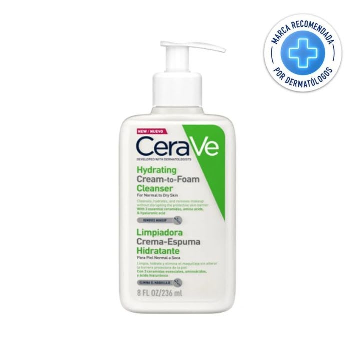 CERAVE LIMPIADORA CREMA-ESPUMA HIDRATANTE PIEL NORMAL A SECA 236ML: imagen 1