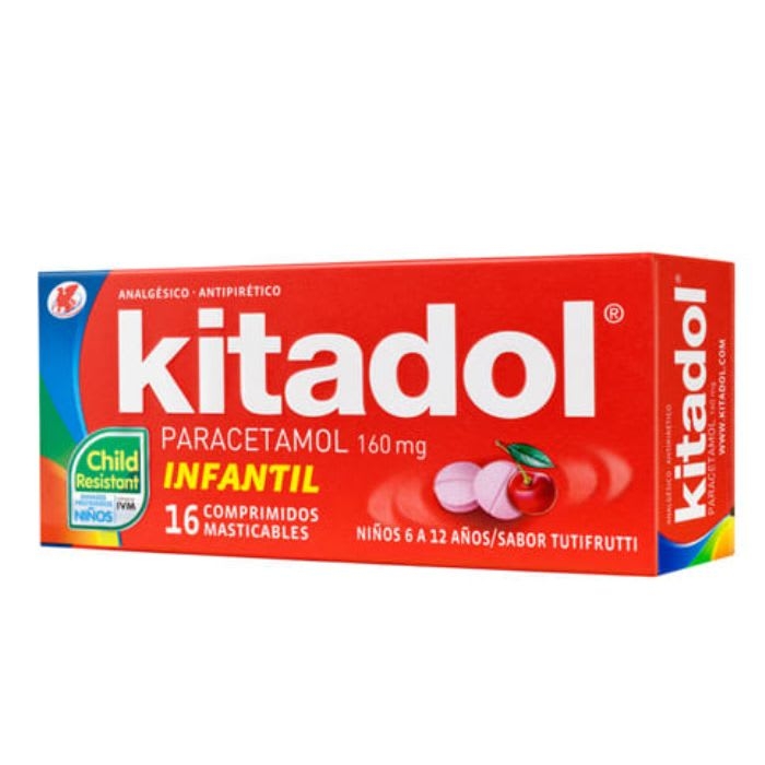 KITADOL® INFANTIL 160 mg 16 Comprimidos Masticables (PARACETAMOL): imagen 1