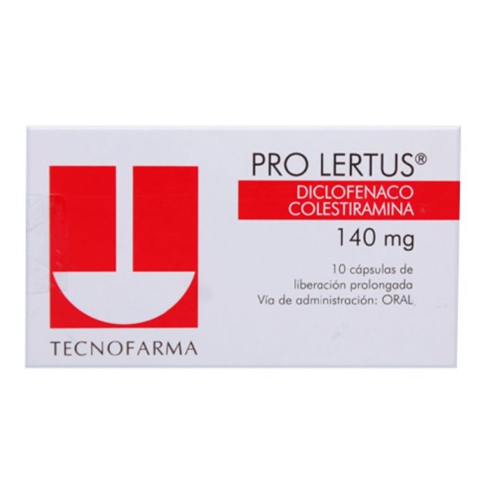 PRO LERTUS® 140 mg 10 Capsulas de liberación prolongada (DICLOFENACO COLESTIRAMINA): imagen 1