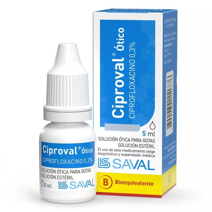 Ciproval® Ótico 5 mL Ciprofloxacino Solución Ótica 0,3%: imagen 1