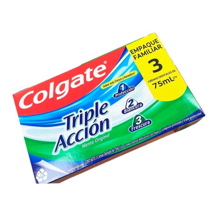 PACK CREMA DENTAL COLGATE TRIPLE ACCION X3 EMPAQUE FAMILIAR: imagen 1