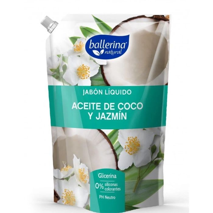 JABON LIQUIDO BALLERINA ACEITE DE COCO Y JAZMIN CON ALOE ORGANICO 750 mL: imagen 1