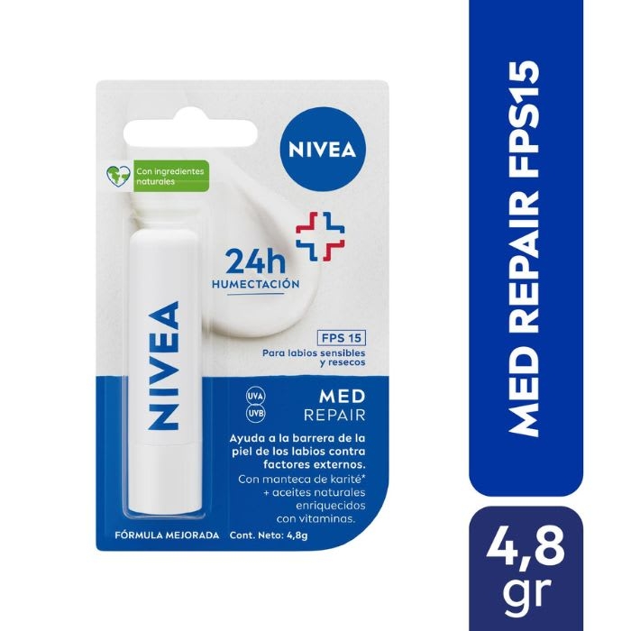 NIVEA LIP CARE BALSAMO LABIAL MED REPAIR FPS15 4,8 GRS: imagen 1