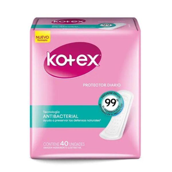 40 Protectores diarios KOTEX® con tecnología antimaterial