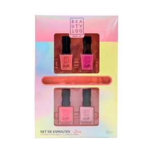 SET DE 4 ESMALTES Y LIMA B.100 TONOS ROSA 10 ML