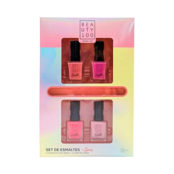 SET DE 4 ESMALTES Y LIMA B.100 TONOS ROSA 10 ML