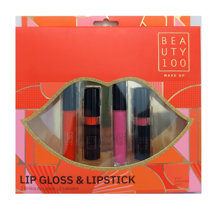 SET 2 BRILLOS Y 2 LABIALES B.100 LIPS GLOSS Y LIPSTICK 2.5 ML 2.5 GR: imagen 1