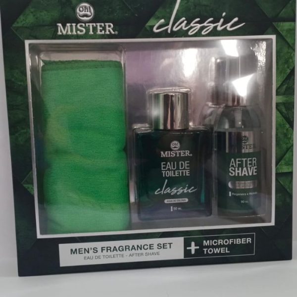 SET AGUA DE COLONIA AFTER SHAVE Y TOALLA VERDE OH MISTER CLASSIC 3