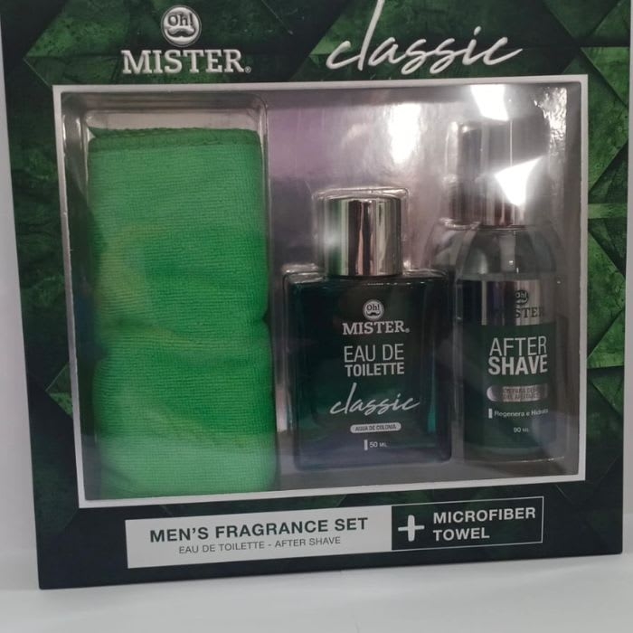 SET AGUA DE COLONIA AFTER SHAVE Y TOALLA VERDE OH MISTER CLASSIC 3: imagen 1