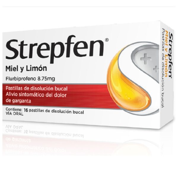 STREPFEN®  MIEL Y LIMON 16 Patillas de disolución bucal (FLURBIPROFENO 8.75 MG)