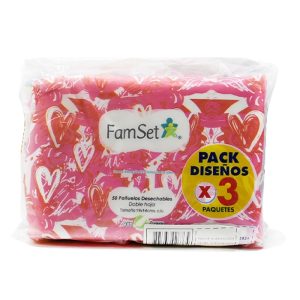 PACK 3 PAQUETES DE PAÑUELOS DESECHABLES 50 UNIDADES FAMSET