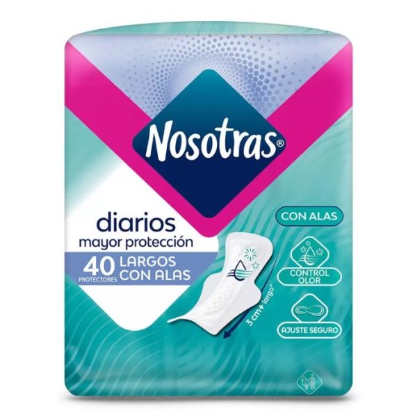 40 PROTECTORES LARGOS CON ALAS DIARIOS NOSOTRAS®
