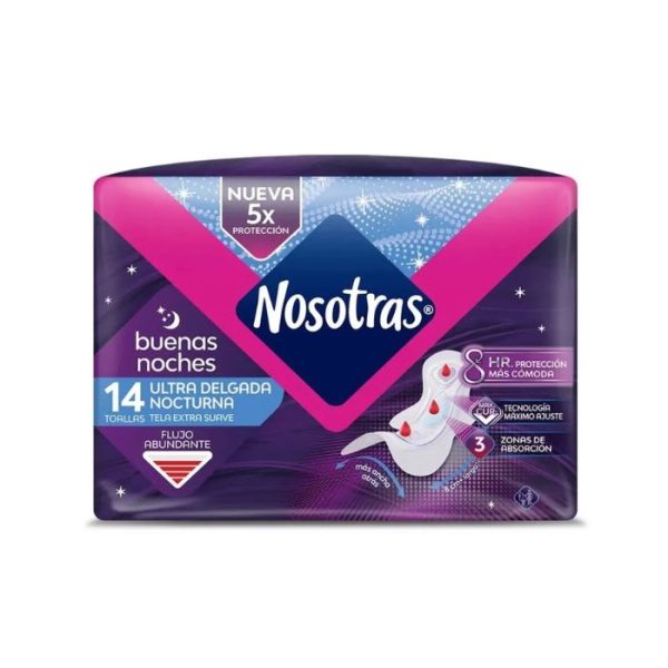 14 TOALLAS FEMININAS ULTRA DELGADA NOCTURNA NOSOTRAS®