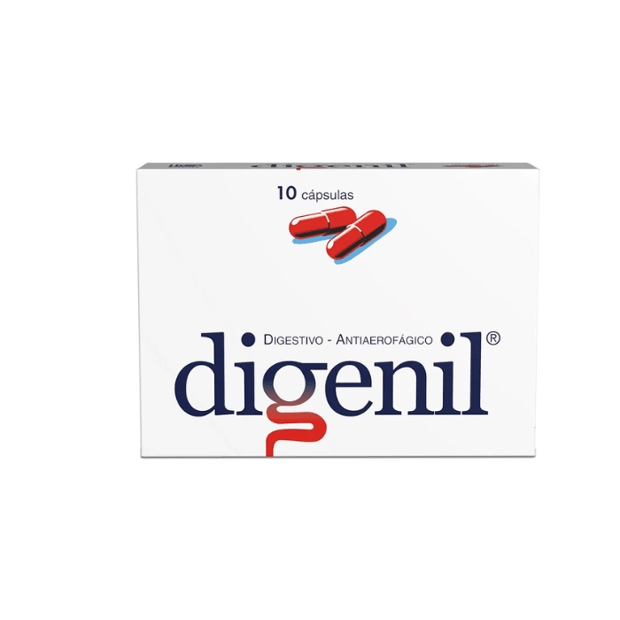 DIGENIL® 230 mg DIGESTIVO ANTIEROFAGICO 10 CAP (AMILASA, SIMETICONA): imagen 1