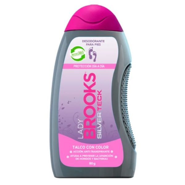 TALCO DE PIES BROOKS LADY SILVER TECK TALCON CON COLOR 80 g