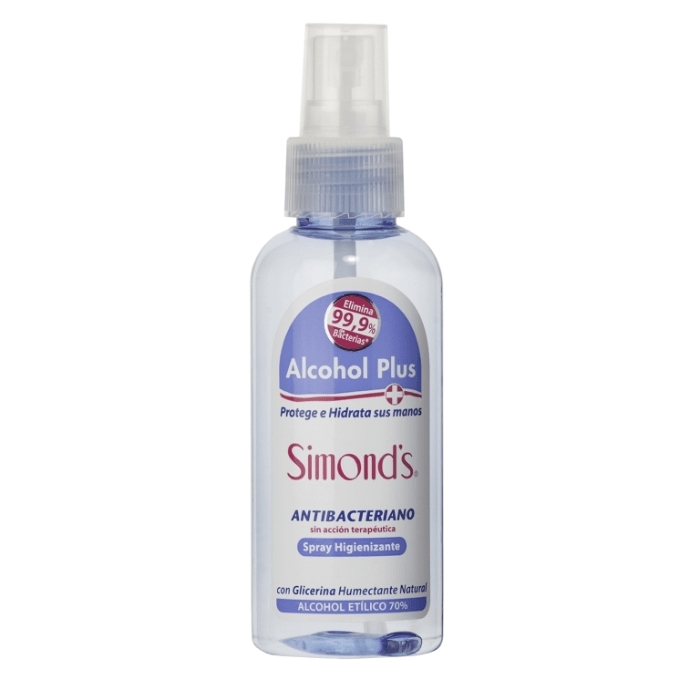 ALCOHOL PLUS SIMONDS ANTIBACTERIANO SPRAY HIGIENIZANTE (ALCOHOL ETILICO 70%) 130 ml: imagen 1