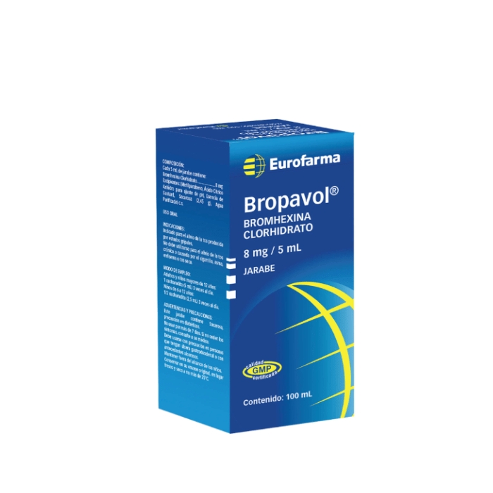 BROPAVOL 8 mg / 5 ml 100 ml (BROMHEXINA CLORHIDRATO): imagen 1