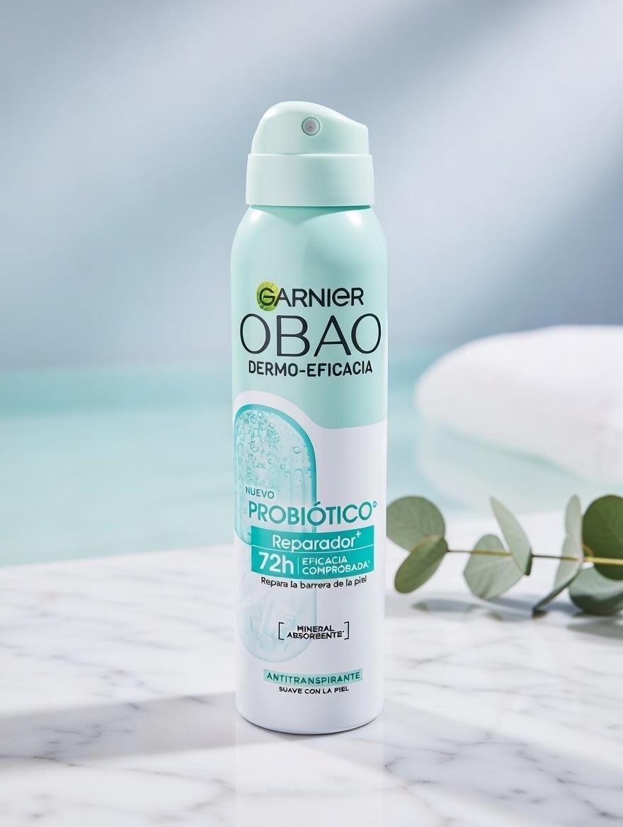 GARNIER OBAO DERMO EFICACIA ANTITRANSPIRANTE PROBIOTICO REPARADOR AEROSOL 89 g 150 mL: imagen 1